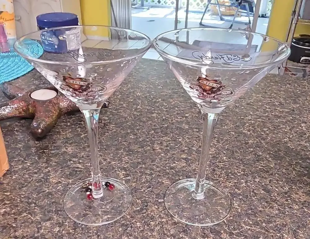 Ed Hardy Love Kills Slowly Cocktail Shaker and Martini Glasses Set